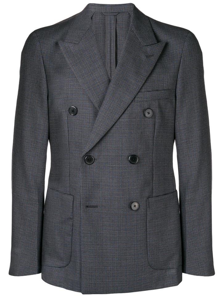 Prada Double Breasted Houndstooth Jacket - Grey