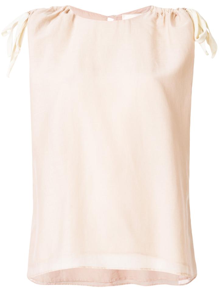 Semicouture Shoulder Tie Blouse - Nude & Neutrals