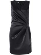 Love Moschino Gathered Detail V-neck Dress, Women's, Size: 44, Black, Polyester/acetate/cotton