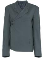 Martine Rose Twisted Double Breasted Wool Blend Blazer - Grey