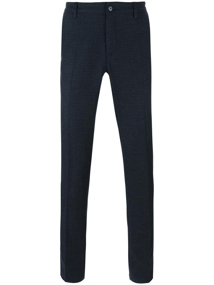 Etro Checked Cropped Trousers, Men's, Size: 52, Cotton/polyamide/wool/spandex/elastane