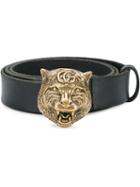 Gucci Tiger Buckle Belt, Men's, Size: 85, Black, Leather/metal