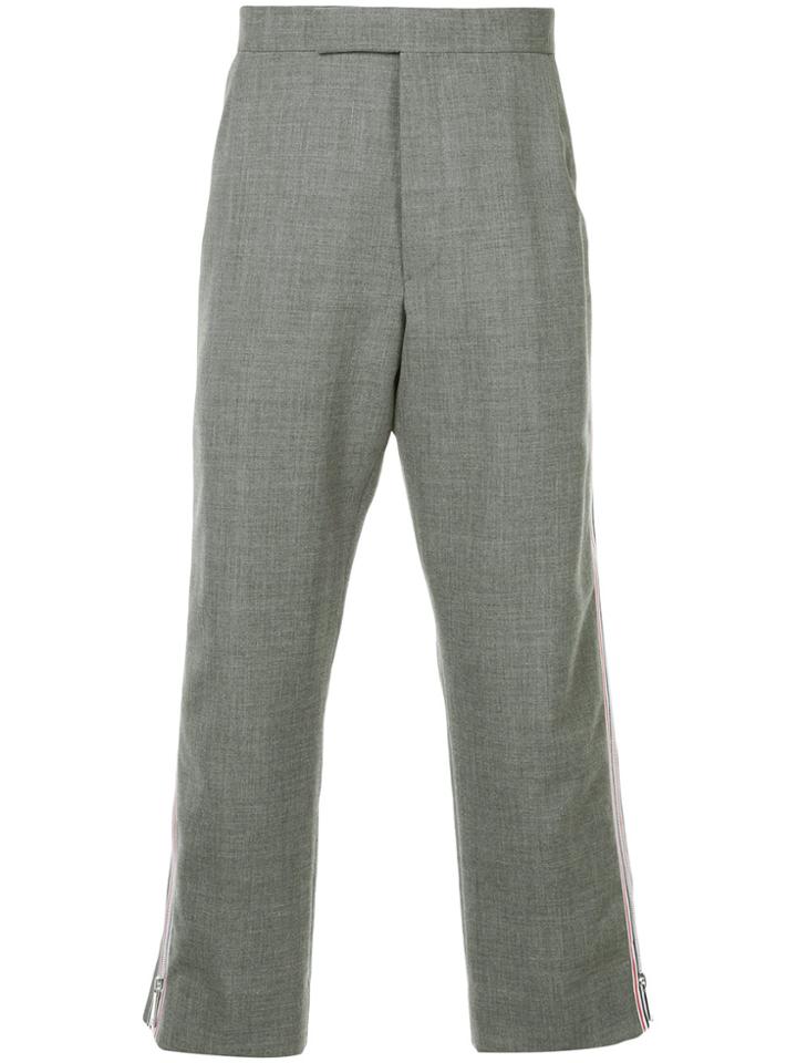Thom Browne Side Zip Backstrap Trouser In 2 Ply Fresco - Grey