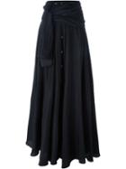 Faith Connexion Shirt Style Maxi Skirt, Women's, Size: 38, Black, Silk