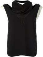 Lanvin Cut Out Contrast Top, Women's, Size: 40, Black, Acetate/viscose/silk