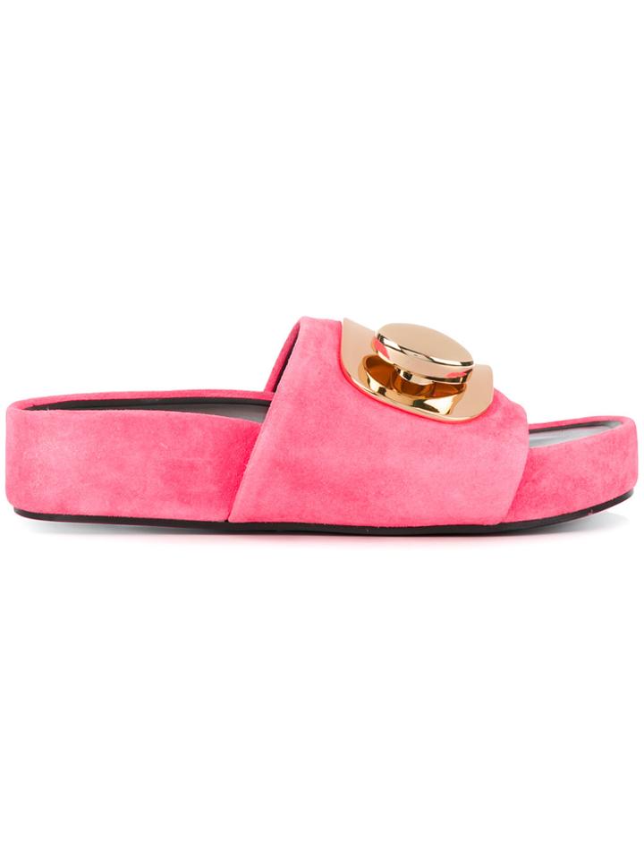 Stella Luna Buckle Platform Slides - Pink & Purple