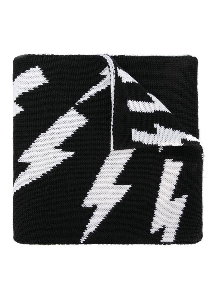 Neil Barrett Kids Lightning Bolt Scarf - Black
