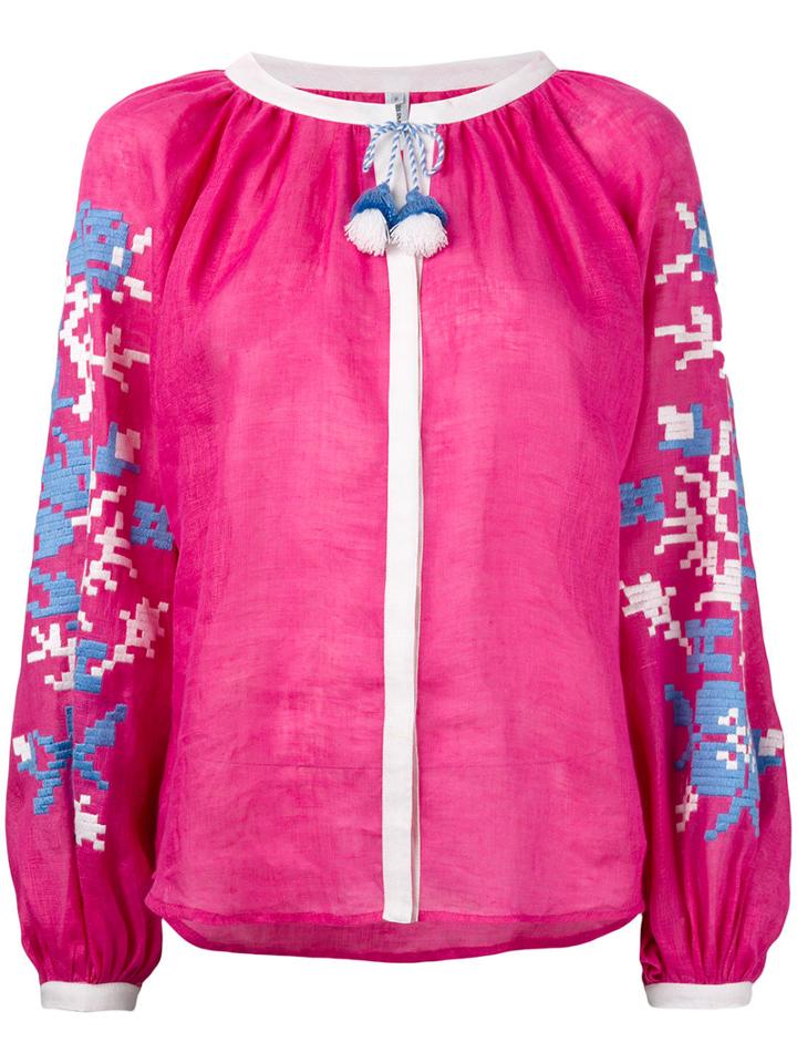 March 11 - Adele Blouse - Women - Linen/flax/acrylic - S, Pink/purple, Linen/flax/acrylic