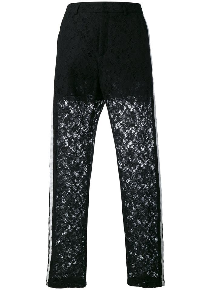 Nude - Lace Panel Trousers - Women - Cotton/polyester - 42, Women's, Black, Cotton/polyester