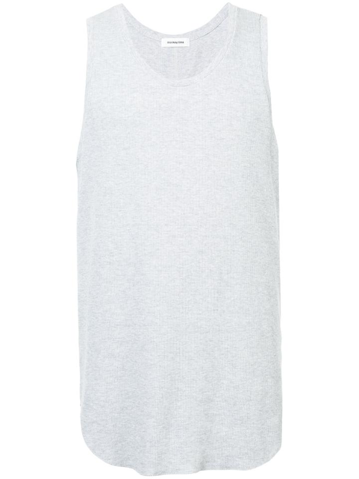 Monkey Time Long-line Tank Top - Grey