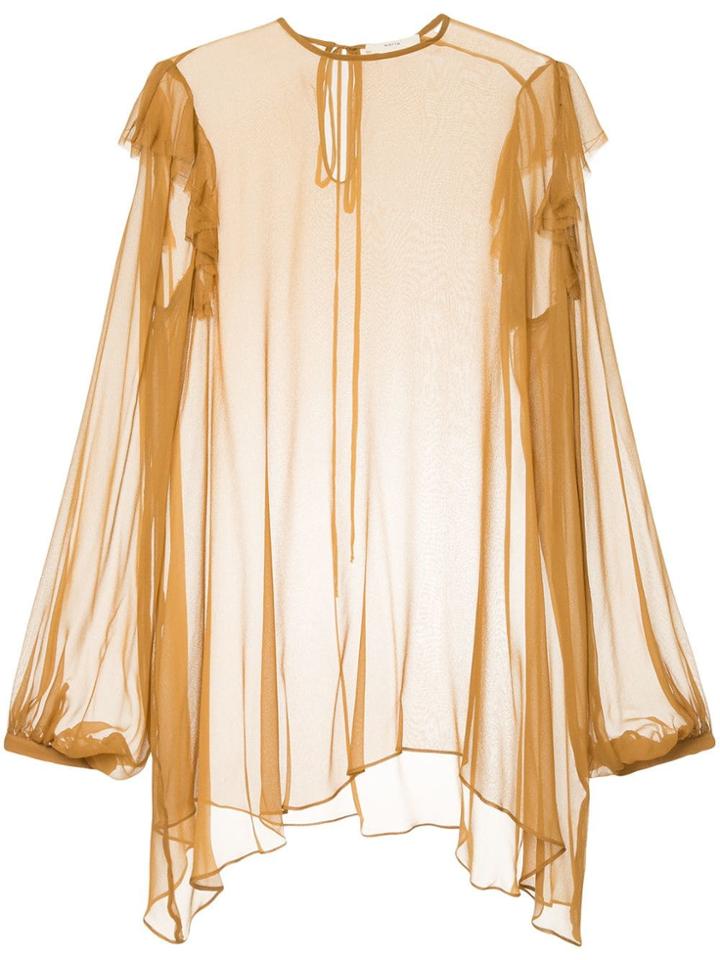 Matin Georgette Ruffle Seam Blouse - Brown