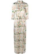 Tonello Long Floral Print Shirt Dress - White