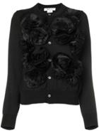 Comme Des Garçons Comme Des Garçons Floral Applique Cardigan - Black