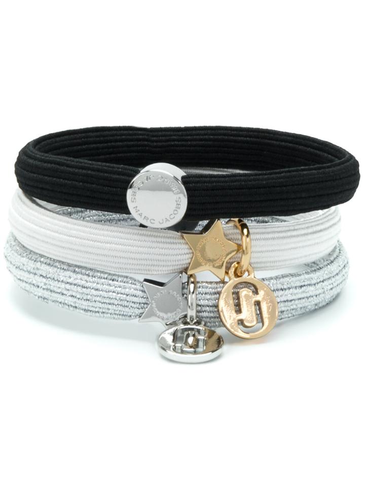 Marc Jacobs Logo Charm Hair Ties - Grey