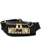 Moschino Nylon Logo Patch Belt Bag - Black