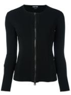 Tom Ford - Zipped Cardigan - Women - Lamb Skin/polyester/viscose - L, Women's, Black, Lamb Skin/polyester/viscose