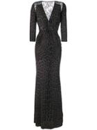 Roberto Cavalli Pierced Lace Insert Animalier Dress - Black