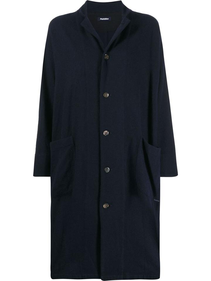 Plantation Fitted Single-breasted Coat - Blue