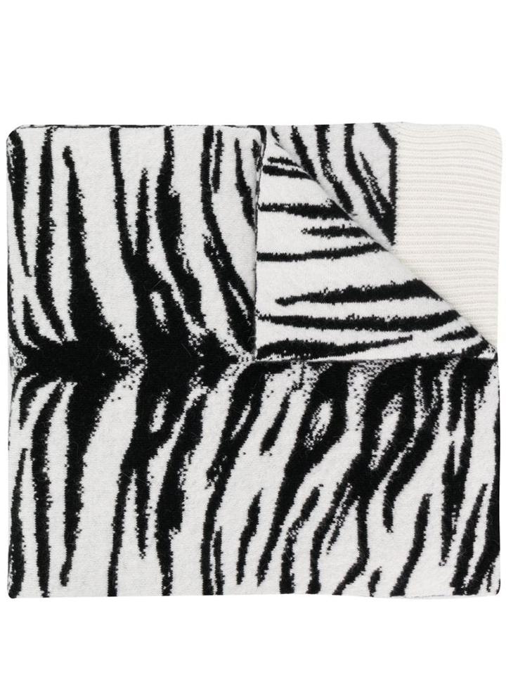 Laneus Zebra Print Scarf - Black