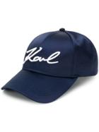 Karl Lagerfeld K/signature Satin Cap - Blue