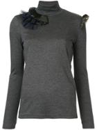Kolor Ruffled Detail Roll Neck Jumper - Grey
