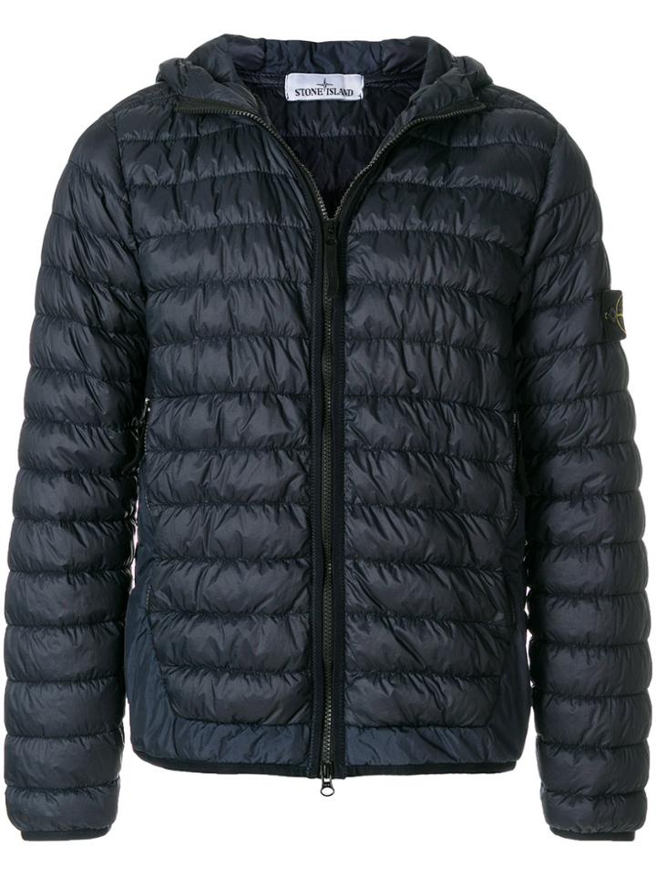 Stone Island Micro Yarn Hooded Down Jacket - Blue