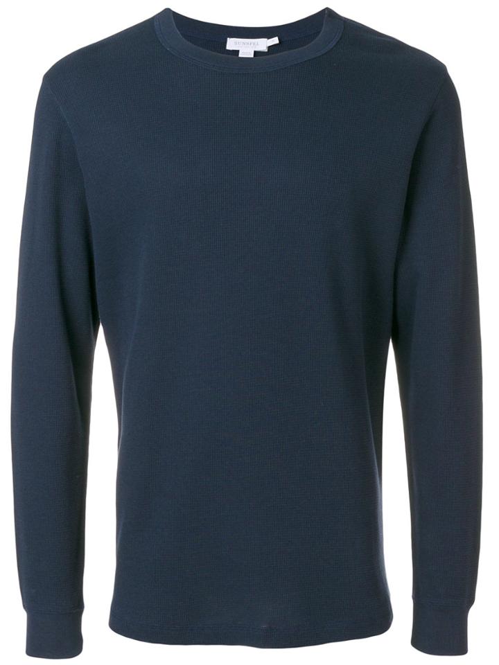 Sunspel Ribbed Jumper - Blue