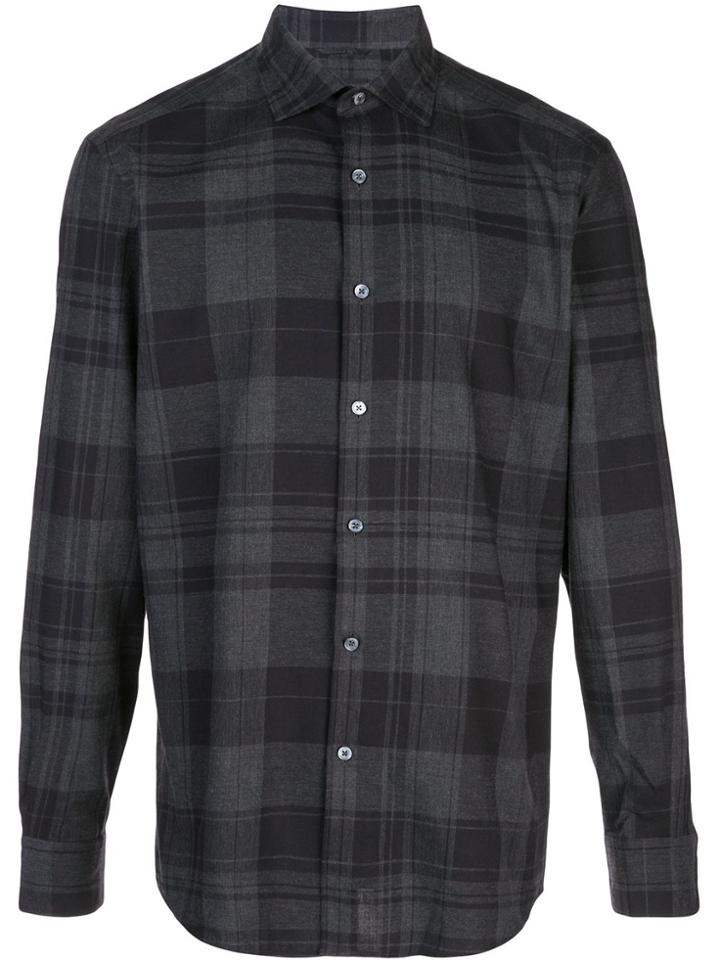 Ermenegildo Zegna Long-sleeved Plaid Shirt - Grey