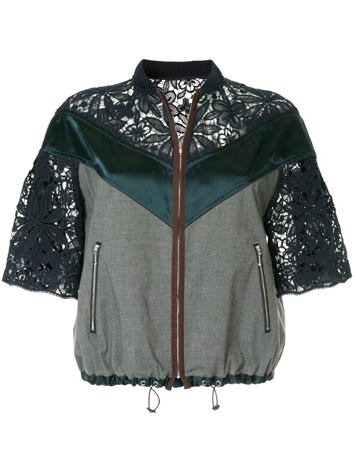 Kolor Lace Panel Zipped Jacket - Blue