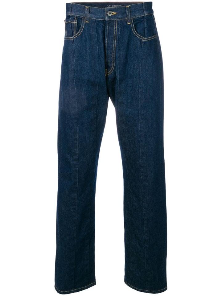 Valentino Vltn Folded Stitch Jeans - Blue
