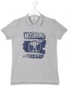 Moschino Kids Teen Logo Print Polo Shirt - Grey