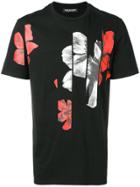 Neil Barrett Floral Print Crew Neck T-shirt - Black