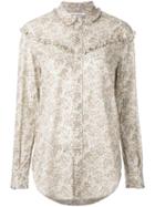 Saint Laurent Paisley Print Ruffled Western Shirt, Women's, Size: Large, Nude/neutrals, Cotton