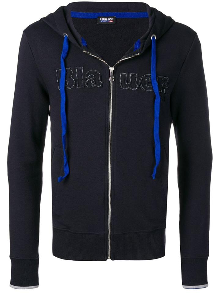 Blauer Embroidered Logo Zip Hoodie - Blue