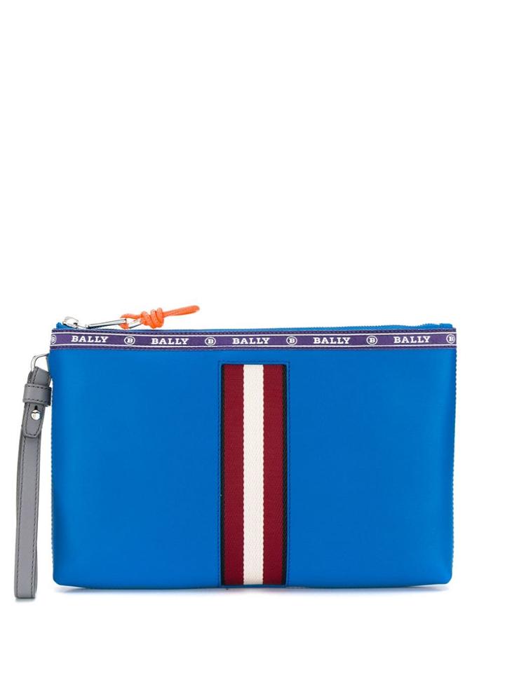 Bally Stripe Trim Clutch - Blue