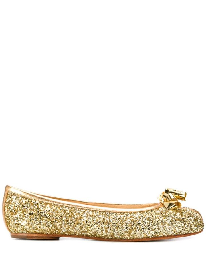 Maison Margiela Tabi Glitter Ballerina Shoes - Gold