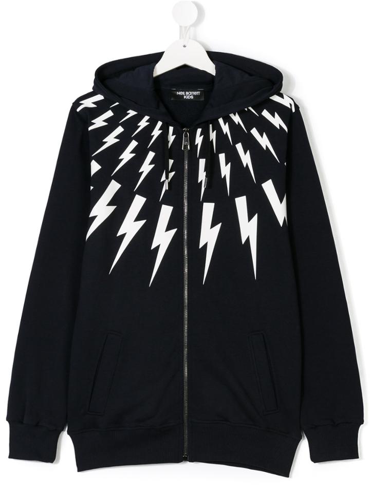 Neil Barrett Kids Teen Lightening Bold Hoodie - Blue