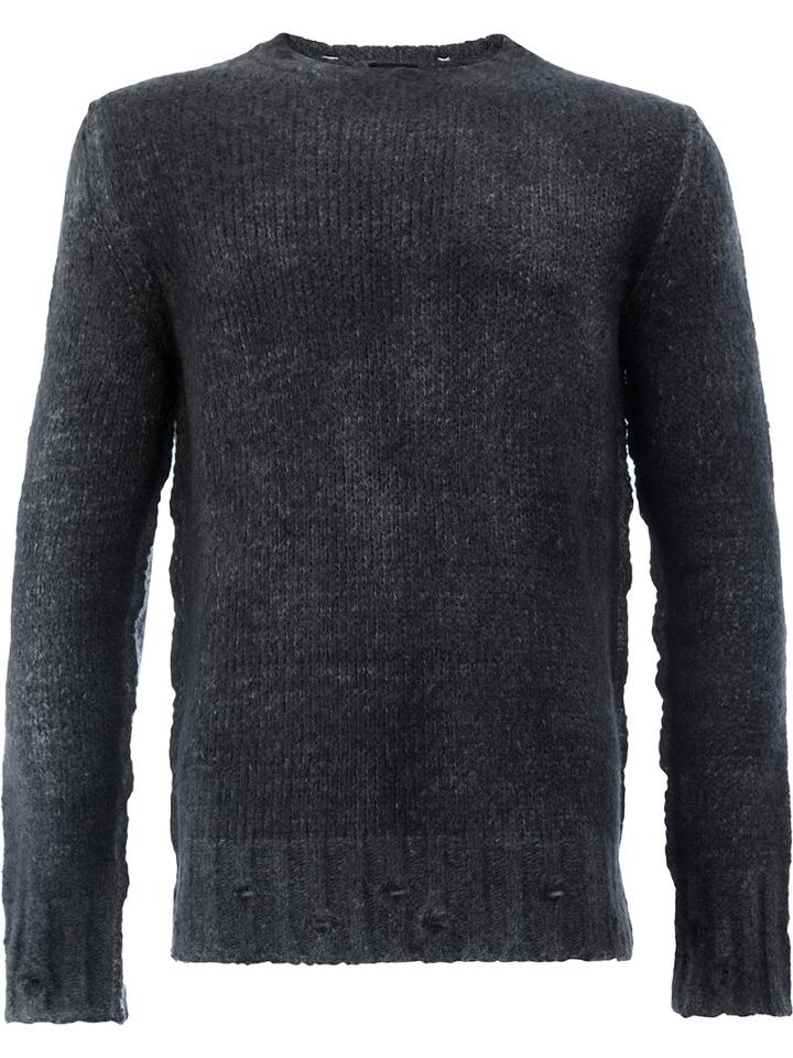 Avant Toi - Distressed Jumper - Men - Silk/cashmere/merino - L, Black, Silk/cashmere/merino