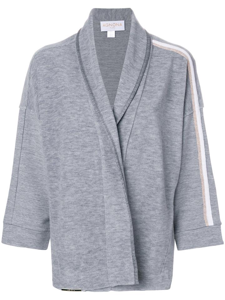 Agnona Side Stripe Cardigan - Grey