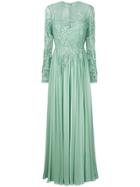 Elie Saab Long-sleeve Embroidered Dress - Green