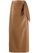 Nanushka Faux Leather Straight Skirt - Brown