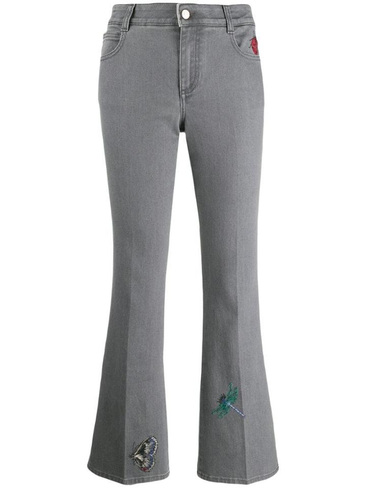 Stella Mccartney Embroidered Flared Denim Jeans - Grey