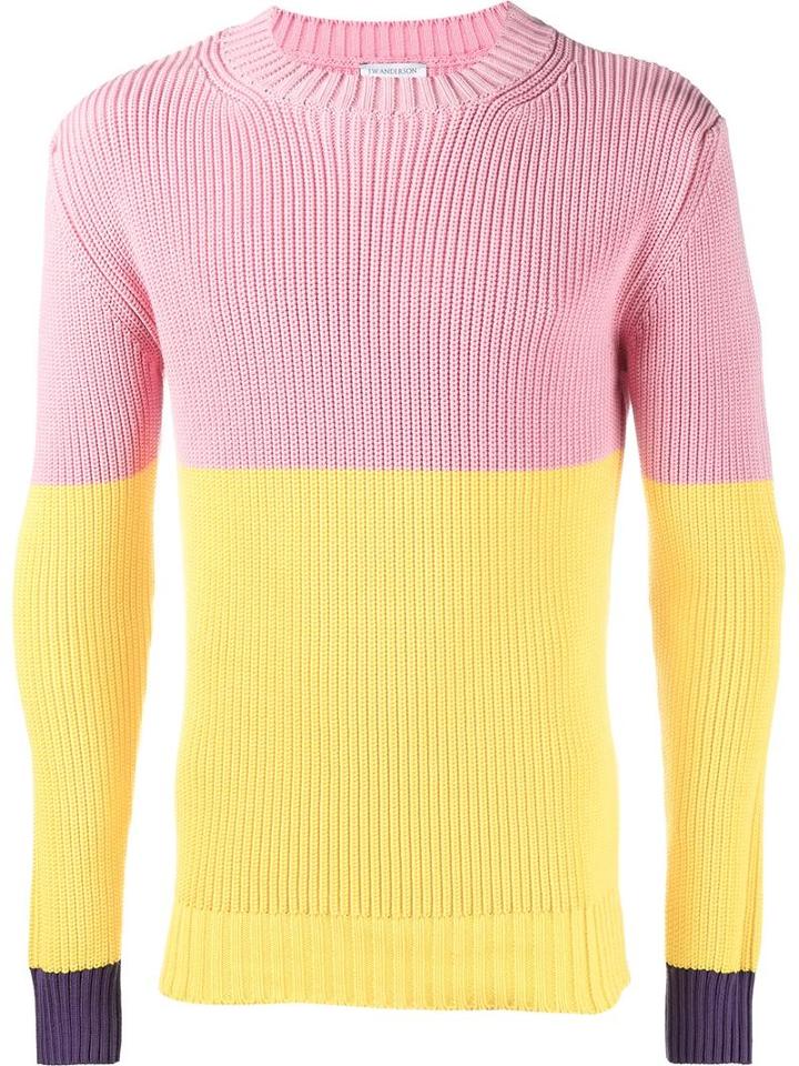 J.w.anderson Tri-colour Knit, Men's, Size: Medium, Yellow/orange, Cotton