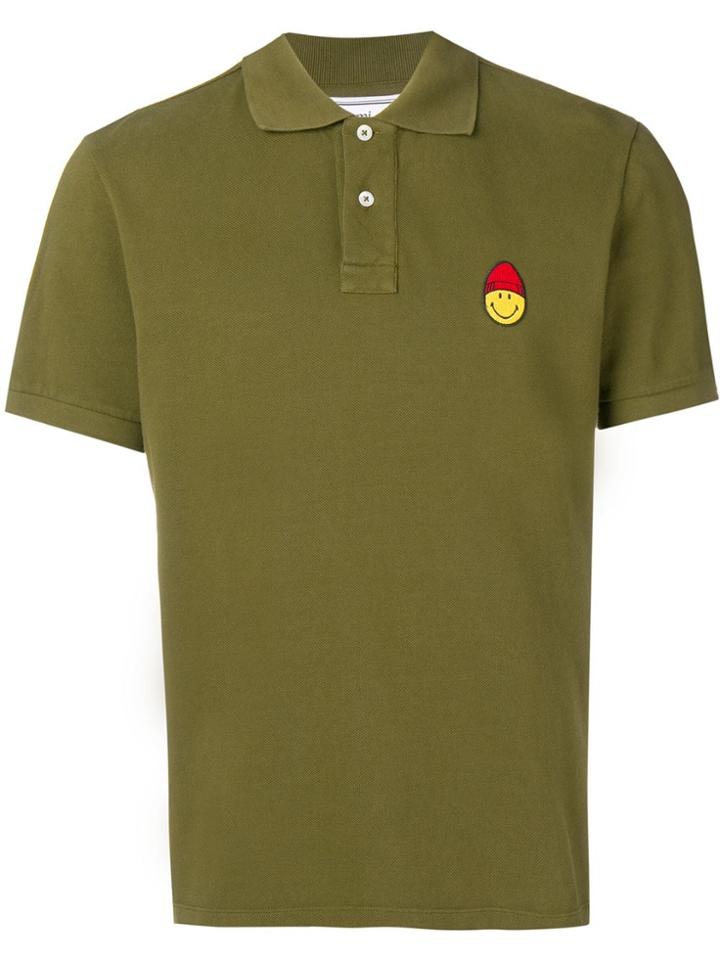 Ami Paris Short Sleeved Polo Shirt Smiley Patch - Green