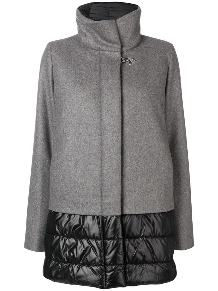 Fay Padded Single-breasted Coat - Grey