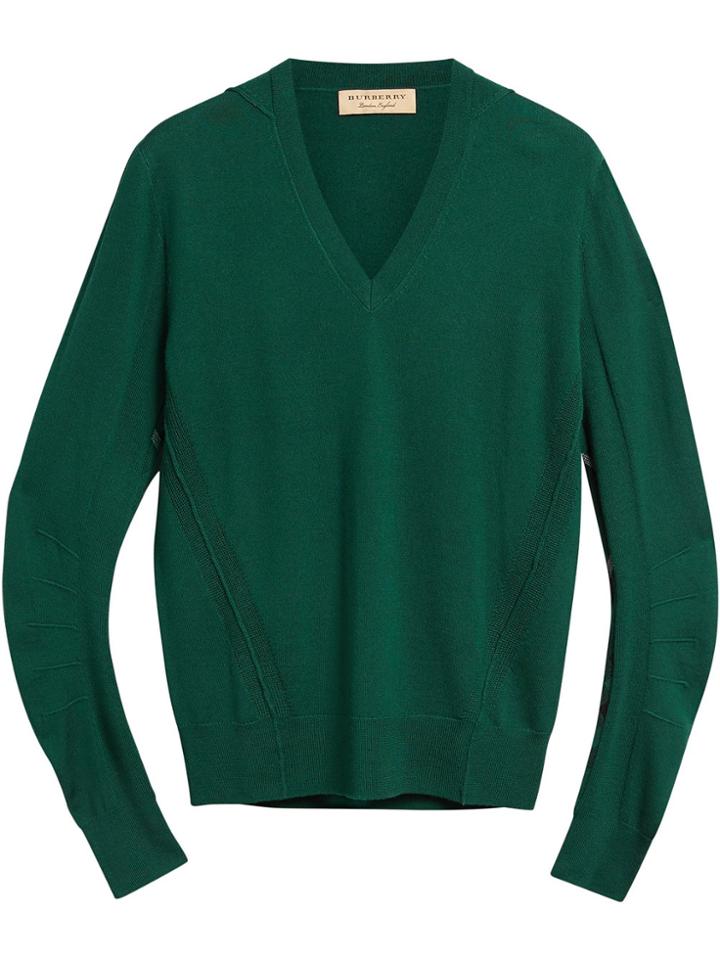 Burberry Check Detail Sweater - Green