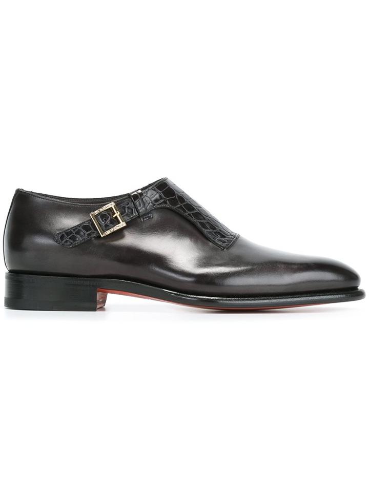 Santoni Textured Front Monk Shoes