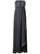 Armani Collezioni Strapless Draped Gown - Grey