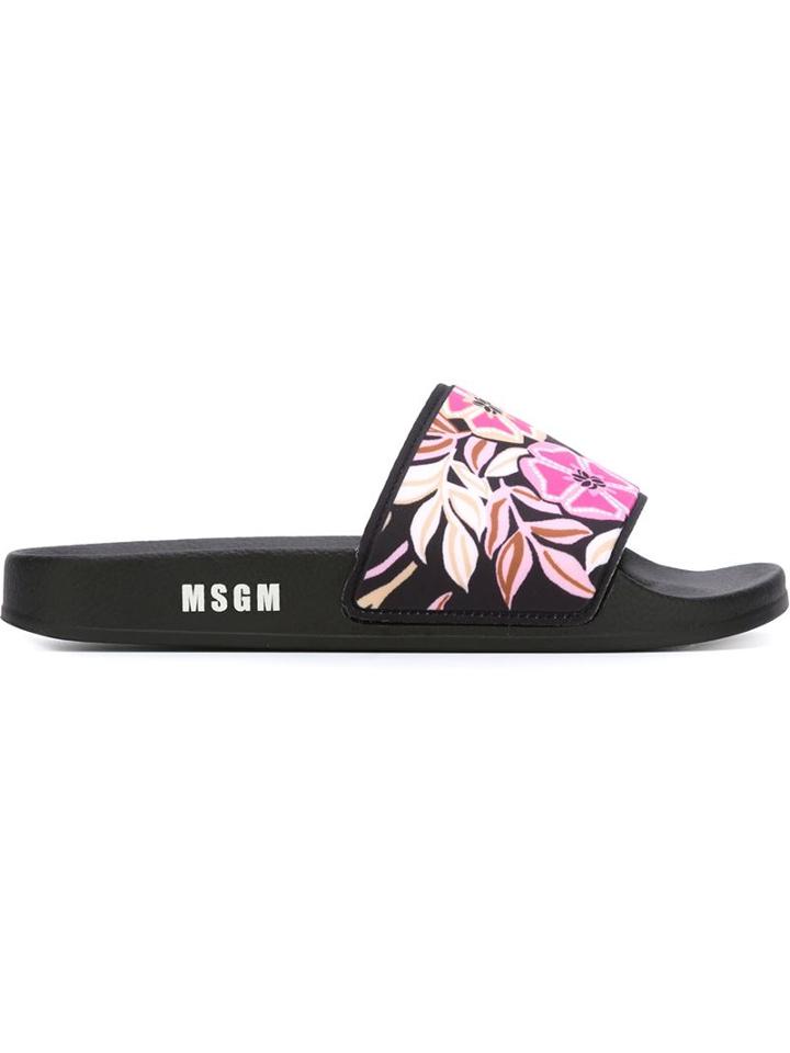 Msgm Floral Print Sliders