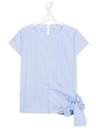Simonetta Striped Side Knot Top, Girl's, Size: 16 Yrs, Blue